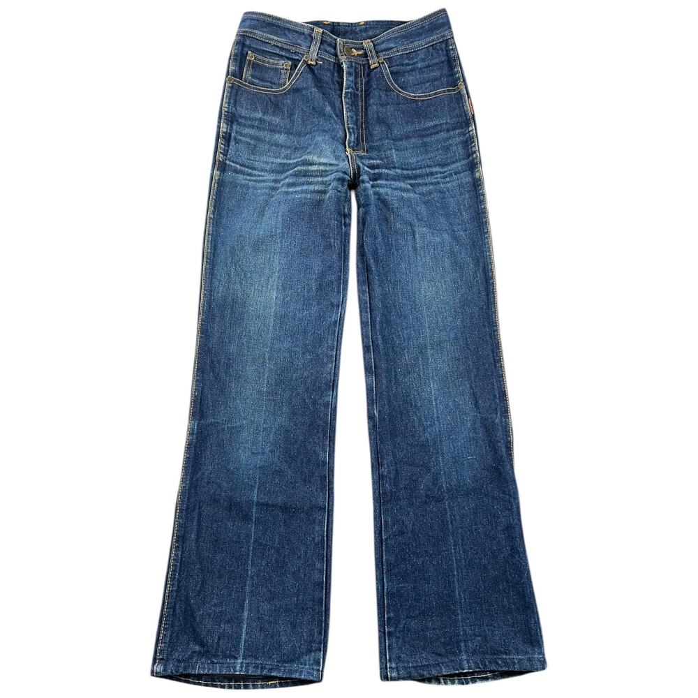Vintage 70s 80s Jordache Flare Jeans Dark Wash High Rise Hong Kong - 28x29